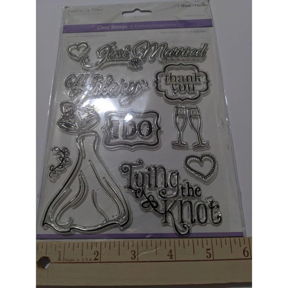 Forever in Time Clear Cling Rubber Stamp Wedding Day Bliss Just Married Craft - Picture 5 of 6